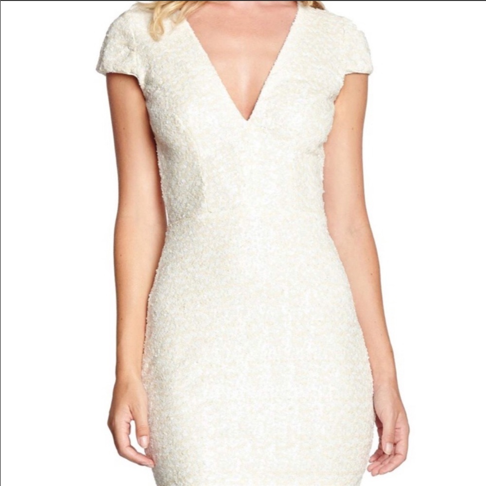 Dress the Population white Zoe sequin mini dress